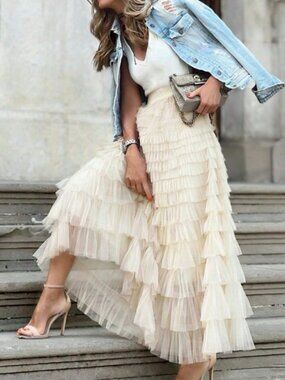 Apricot Casual Women's French Style Long Skirt